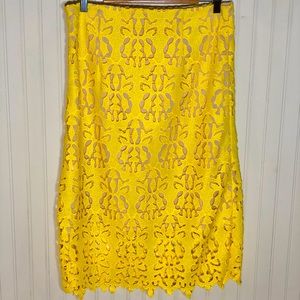 Yellow Lace Pencil Skirt, BR Factory, sz 8